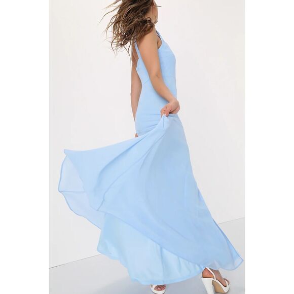 Lulus Remarkable Arrival Powder Blue Sleeveless Maxi Dress Size XS NWT - Picture 2 of 11